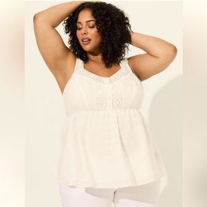 Torrid - Babydoll Cotton Window Pane Button Front Tank